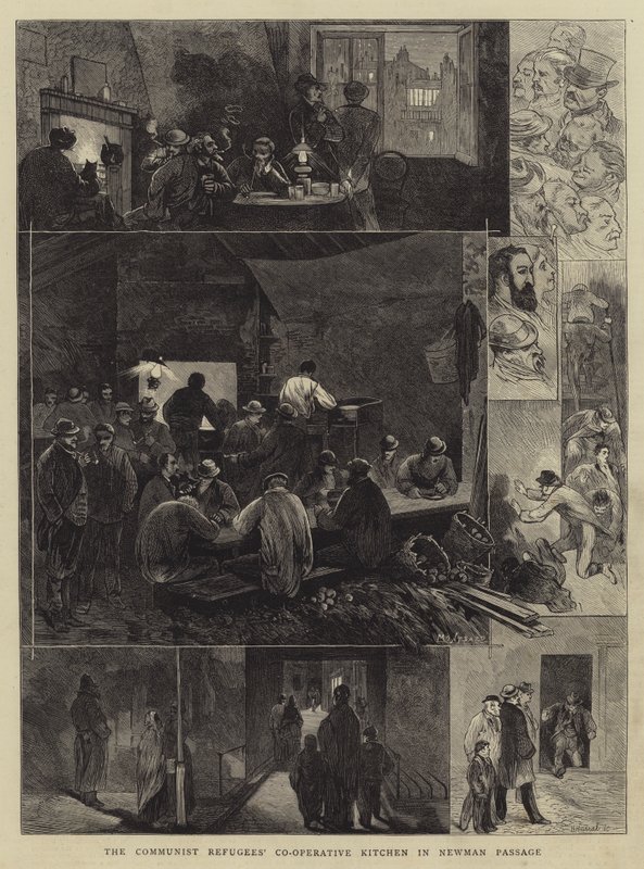 The Communist Refugees' Co-Operative Kitchen i Newman Passage av Charles Auguste Loye