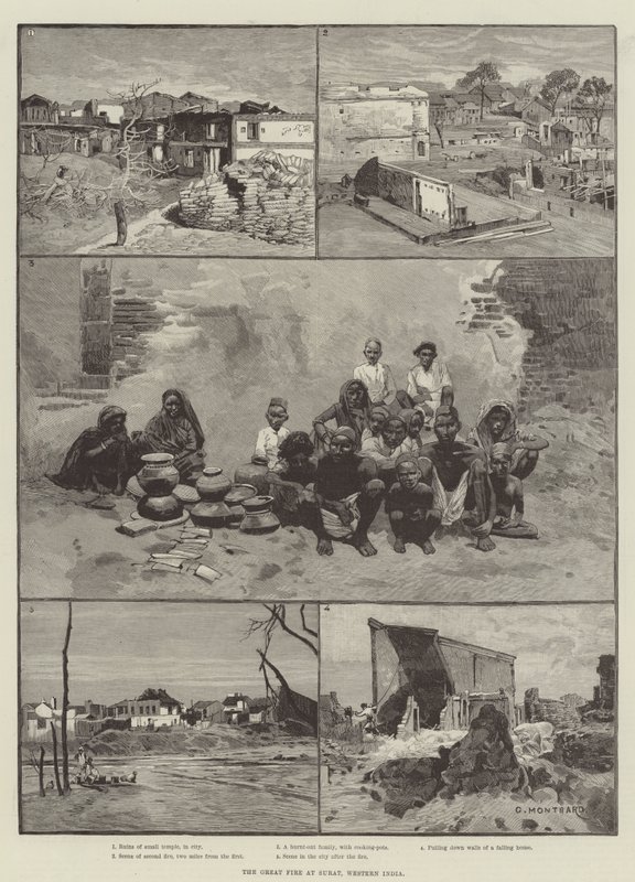 Den store brannen i Surat, Vest-India av Charles Auguste Loye