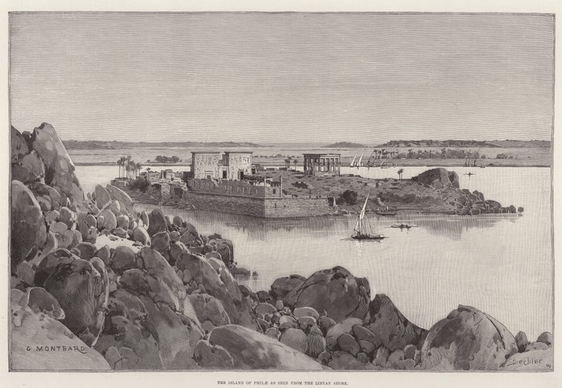 Øya Philae sett fra den libyske kysten av Charles Auguste Loye
