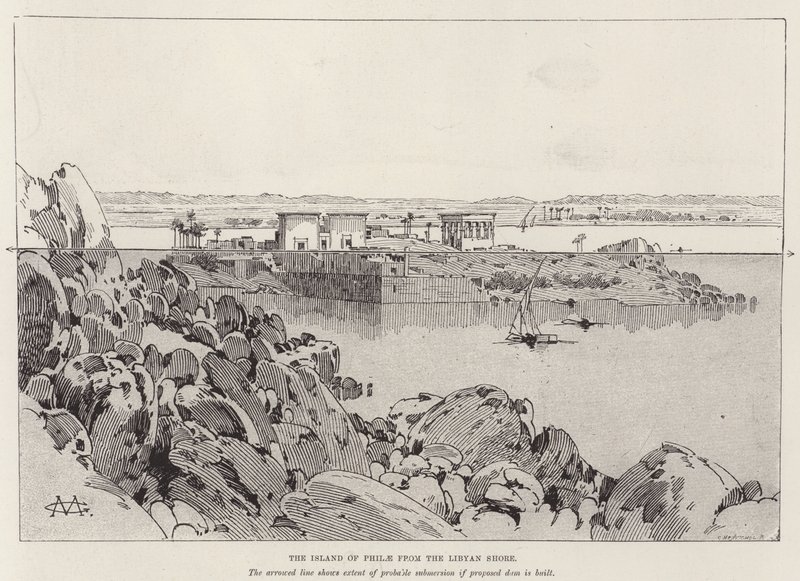 Øya Philae fra den libyske kysten av Charles Auguste Loye