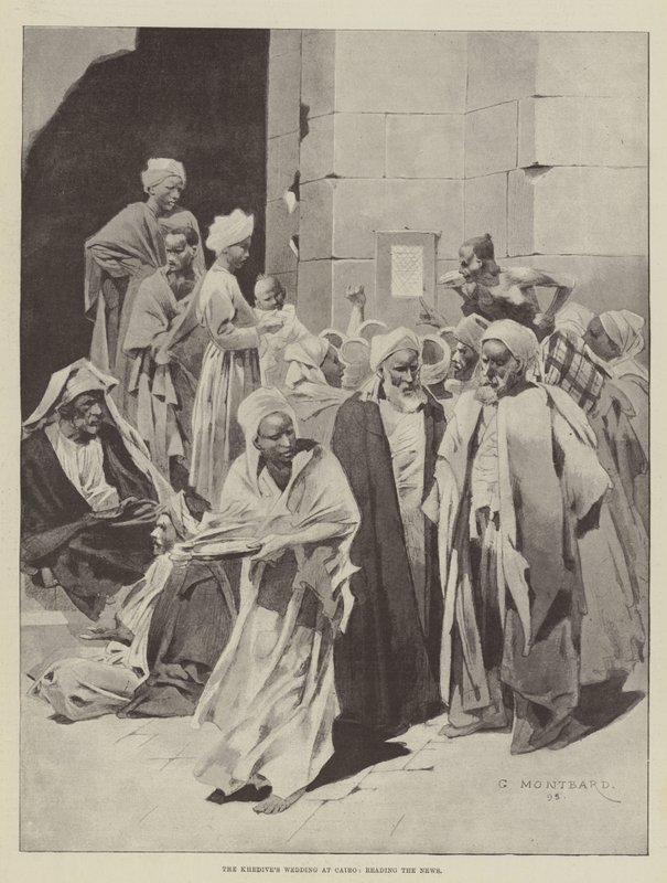 Khedives bryllup i Kairo, leser nyhetene av Charles Auguste Loye