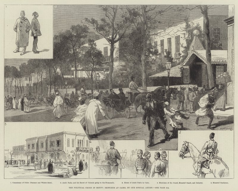 Den politiske krisen i Egypt, skisser i Kairo av Charles Auguste Loye