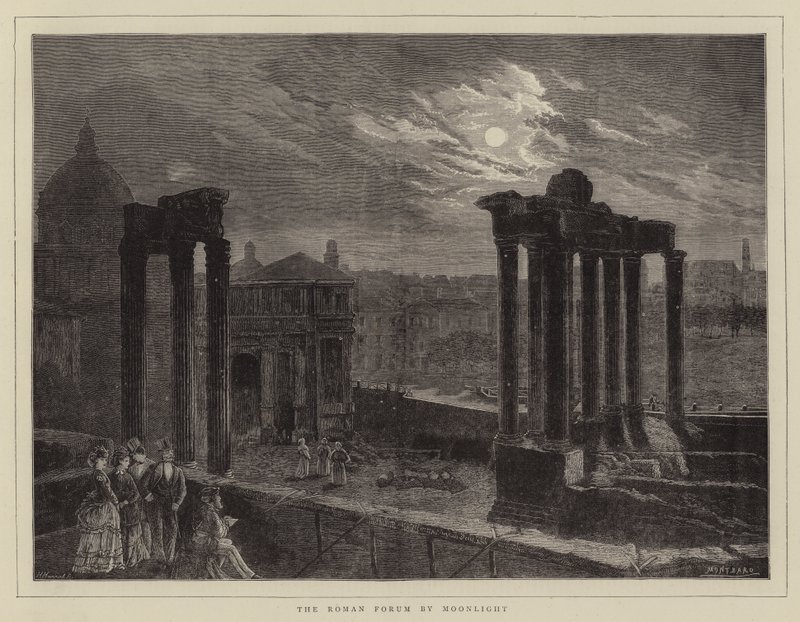 Forum Romanum ved Moonlight av Charles Auguste Loye