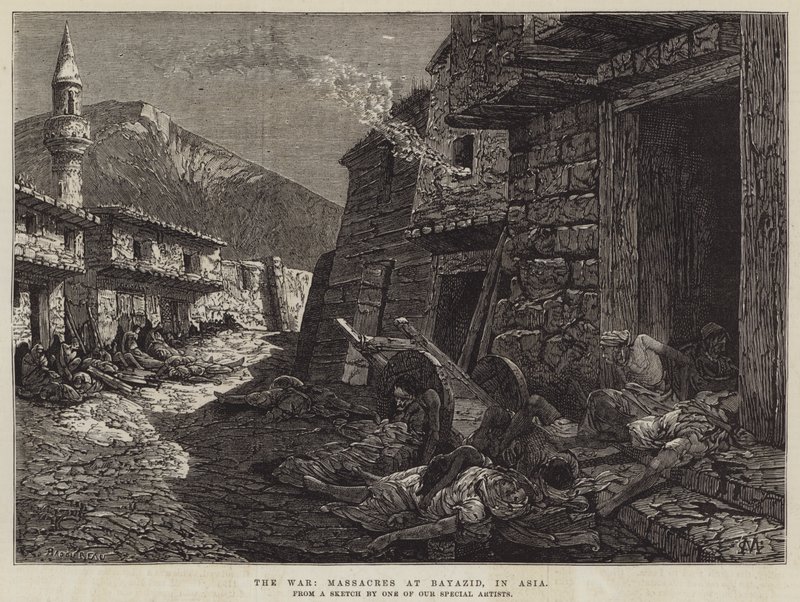 Krigen, massakrer ved Bayazid, i Asia av Charles Auguste Loye
