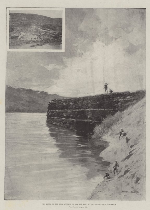 To utsikter over Boeren Forsøk på å demme opp Klip-elven og oversvømme Ladysmith av Charles Auguste Loye