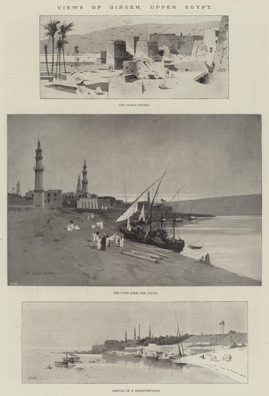 Utsikt over Girgeh, Øvre Egypt av Charles Auguste Loye
