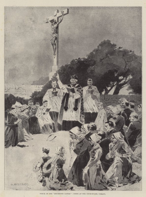 Vraket av Drummond Castle, scene ved kirkegården, Ushant av Charles Auguste Loye