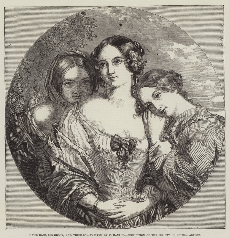 The Rose, Shamrock, and Thistle, utstilling av Society of British Artists av Charles Baxter