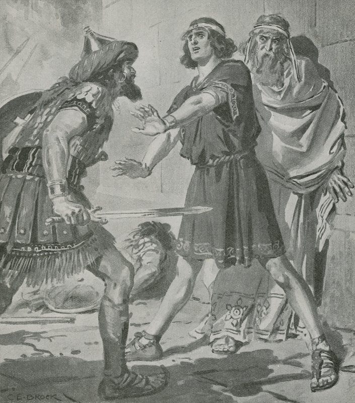 Croesus, kongen av Lydia, blir reddet fra døden ved stemmen til sin døvstumme sønn av Charles Edmund Brock