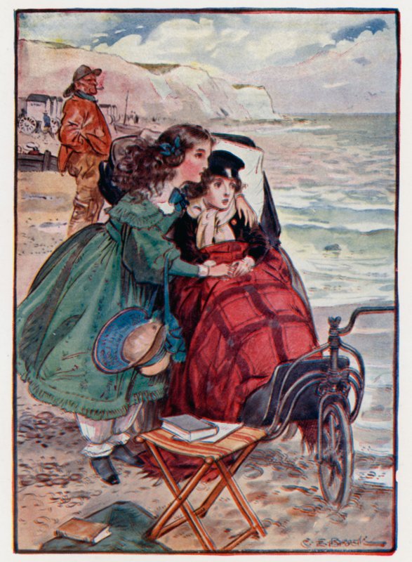 Paul og Florence Dombey fra Dombey & Son av Charles Edmund after Brock