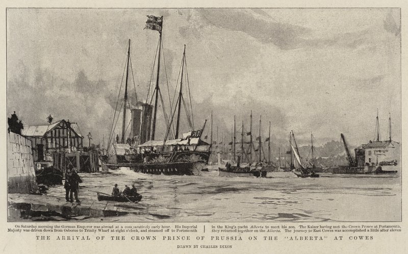 Ankomsten til kronprinsen av Preussen på Alberta ved Cowes av Charles Edward Dixon