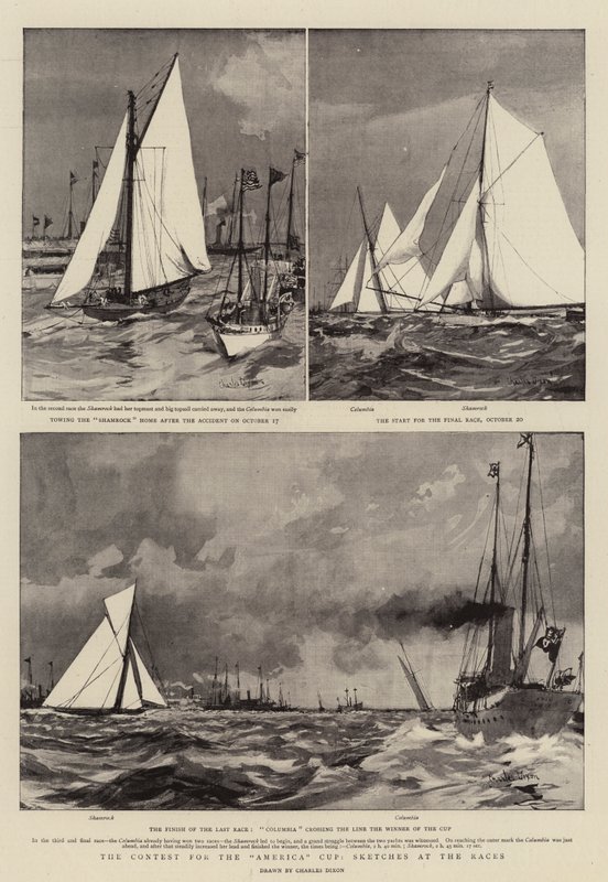 Konkurransen om America Cup, Sketcher at the Races av Charles Edward Dixon