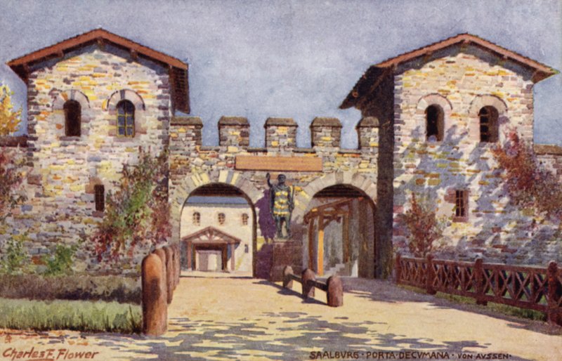 Saalburg, Porta Decumania, fra utsiden av Charles Edwin Flower