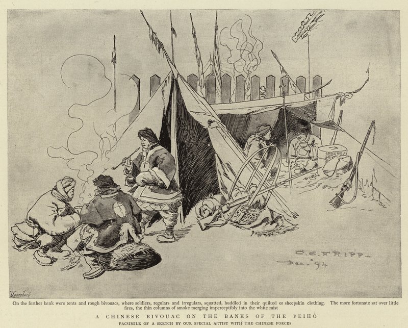 En kinesisk bivuakk på bredden av Peiho av Charles Edwin Fripp