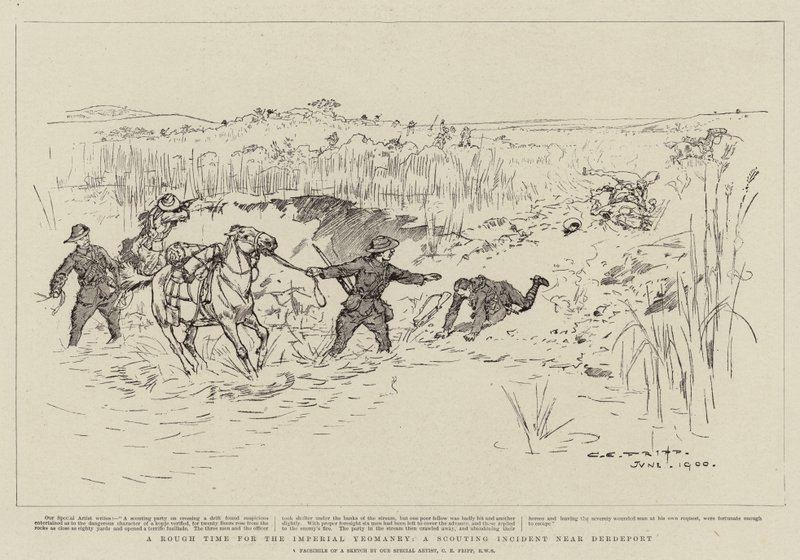 En røff tid for den keiserlige Yeomanry, en speiderhendelse nær Derdeport av Charles Edwin Fripp