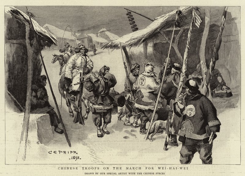 Kinesiske tropper på mars for Wei-Hai-Wei av Charles Edwin Fripp