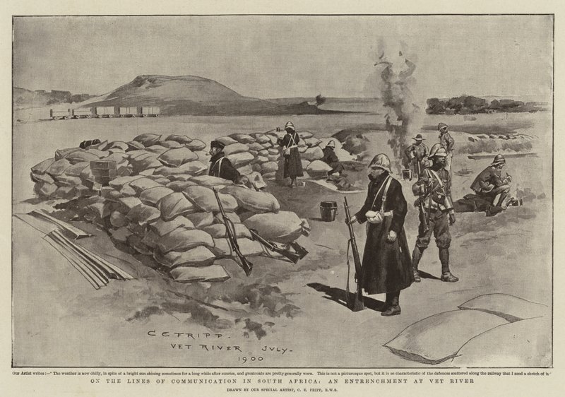 På kommunikasjonslinjene i Sør-Afrika, en forankring ved Vet River av Charles Edwin Fripp