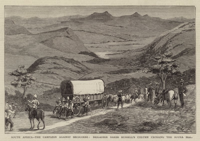 Sør-Afrika, kampanjen mot Secocoeni, Brigadier Baker Russells kolonne som krysser Botha Berg av Charles Edwin Fripp