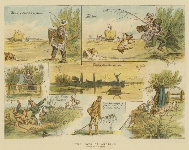 The Joys of Angling (chromolitho) av Charles Edwin Fripp