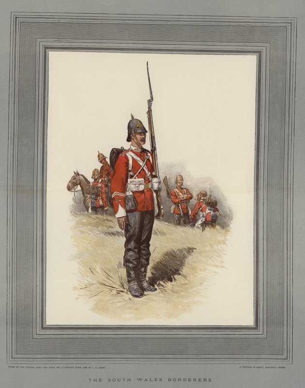 The South Wales Borderers (chromolitho) av Charles Edwin Fripp