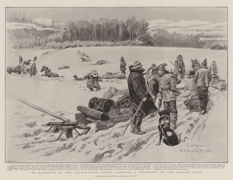 Til Klondyke ved All-Canadian Route, krysser en Snowdrift på Stikine River av Charles Edwin Fripp