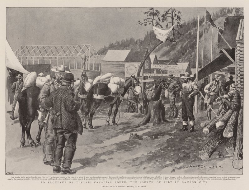 Til Klondyke ved All-Canadian Route, den fjerde juli i Dawson City av Charles Edwin Fripp