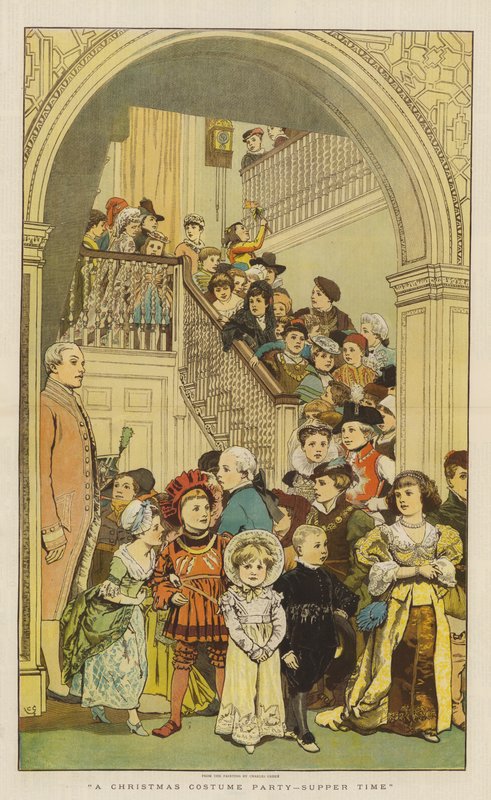 A Christmas Costume Party, Supper Time (chromolitho) av Charles Green