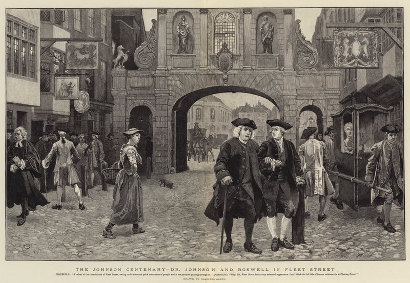Johnson Centenary, Dr Johnson og Boswell i Fleet Street av Charles Green
