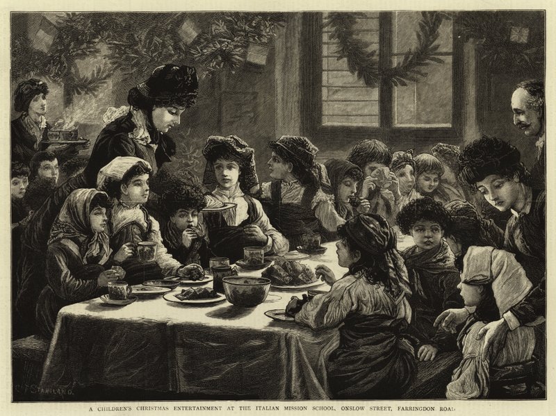En barnejuleunderholdning på Italian Mission School, Onslow Street, Farringdon Road av Charles J. Staniland