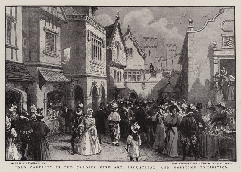 Gamle Cardiff i Cardiffs kunst-, industri- og maritime utstilling av Charles J. Staniland