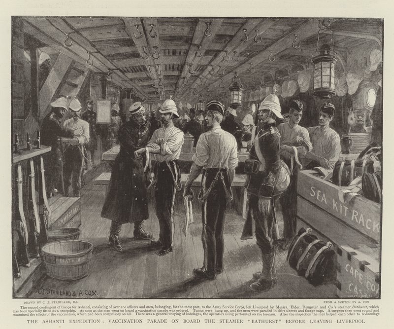 Ashanti-ekspedisjonen, vaksinasjonsparaden om bord på Steamer Bathurst før du forlater Liverpool av Charles J. Staniland