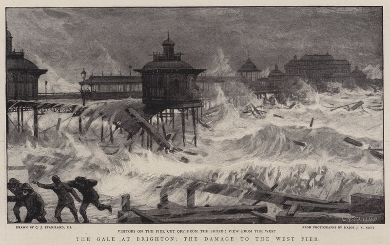Gale at Brighton, skaden på West Pier av Charles J. Staniland