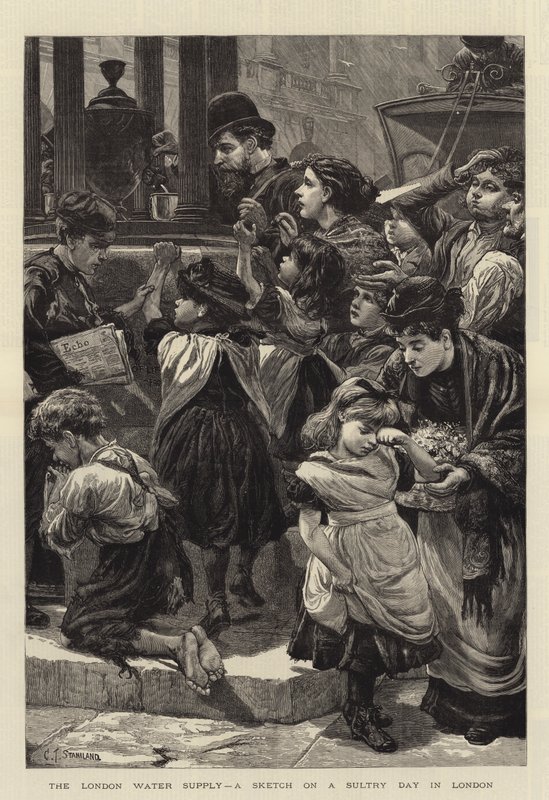 London Water Supply, en skisse på en varm dag i London av Charles J. Staniland