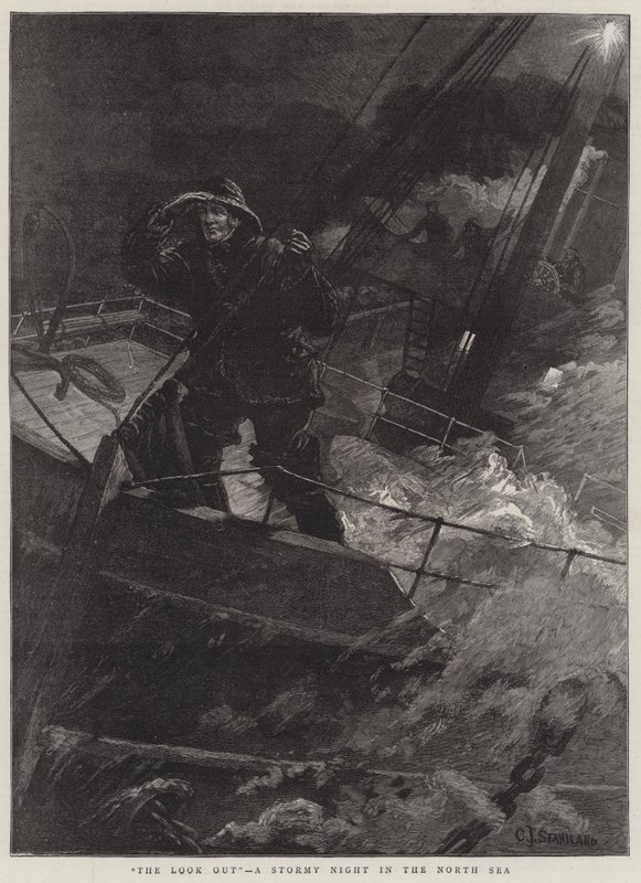 The Look Out, en stormfull natt i Nordsjøen av Charles J. Staniland