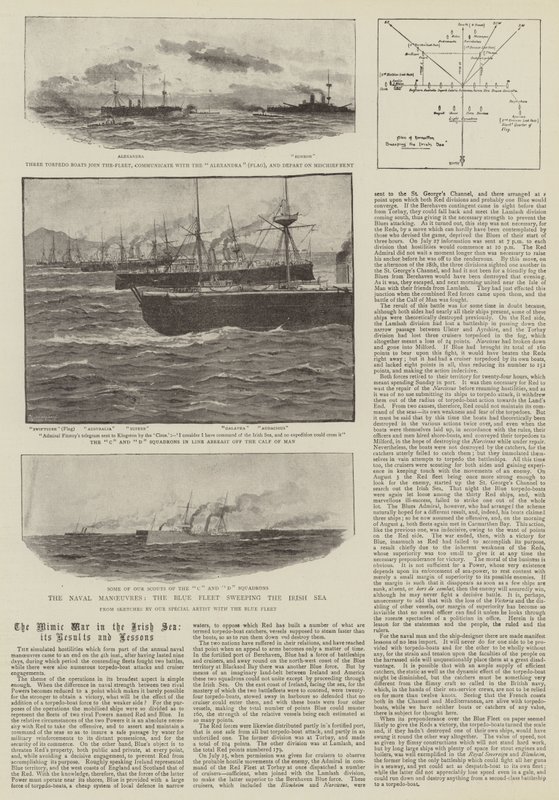 Sjømanøvrene, den blå flåten som feier over Irskehavet av Charles J. Staniland