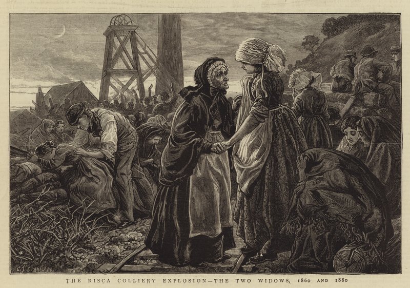 Risca Colliery-eksplosjonen, de to enkene, 1860 og 1880 av Charles J. Staniland