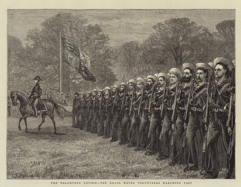 The Volunteer Review, Royal Naval Volunteers marsjerer forbi av Charles J. Staniland