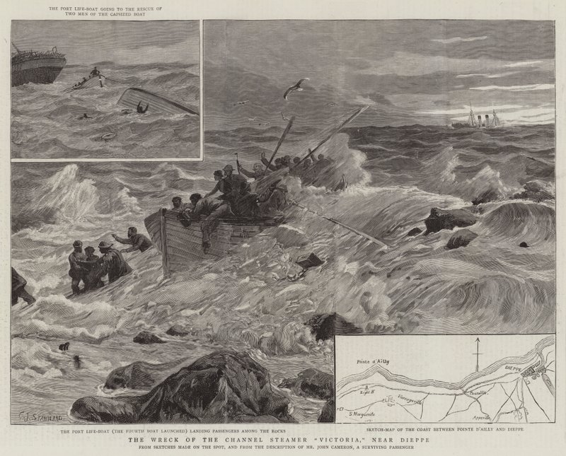 Vraket av Channel Steamer Victoria nær Dieppe av Charles J. Staniland