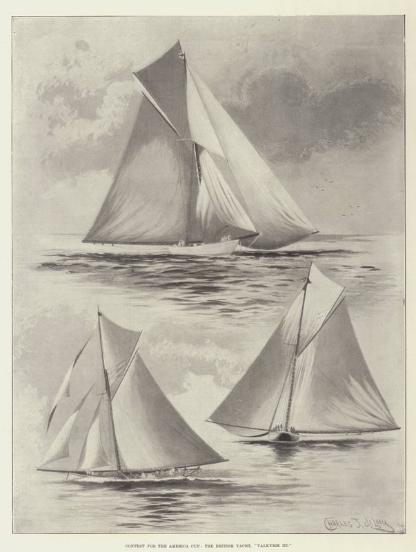 Konkurranse for America Cup, British Yacht, Valkyrie III av Charles John de Lacy