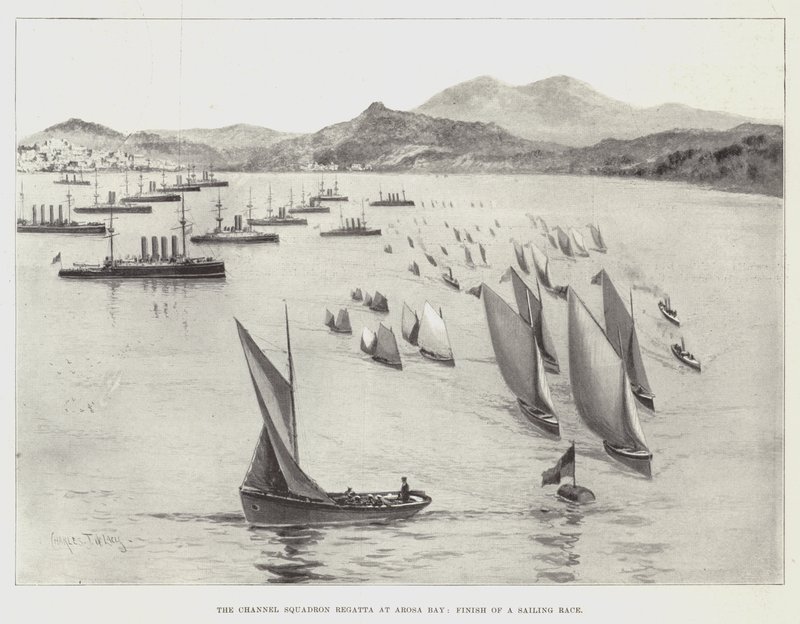 Channel Squadron Regatta ved Arosa Bay, avslutning på et seilkappløp av Charles John de Lacy