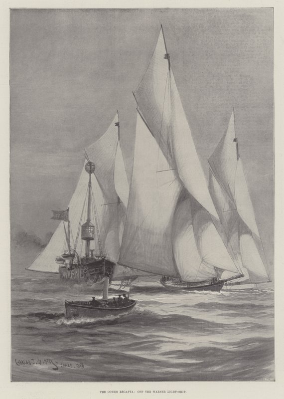Cowes Regatta, utenfor Warner Light-Ship av Charles John de Lacy
