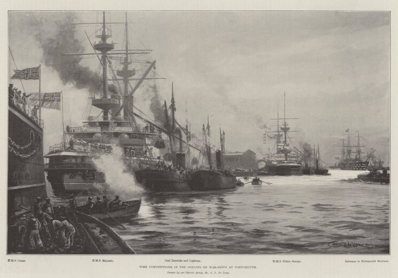 Tidskonkurranser i kullingen av krigsskip i Portsmouth av Charles John de Lacy