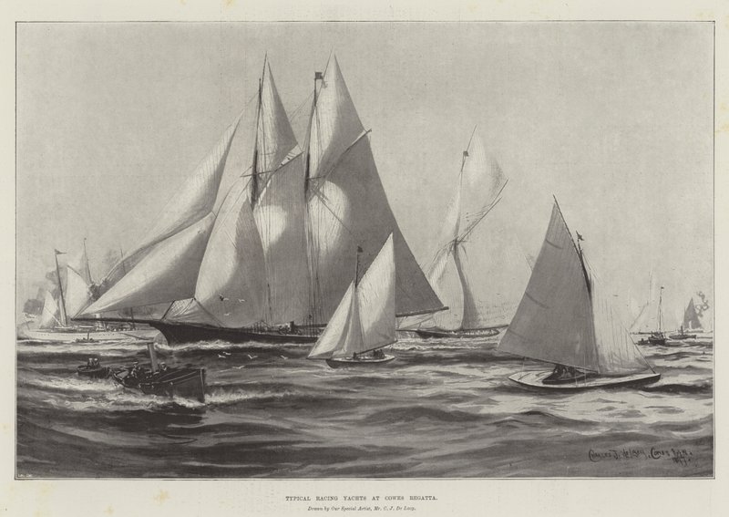 Typiske Racing Yachts på Cowes Regatta av Charles John de Lacy