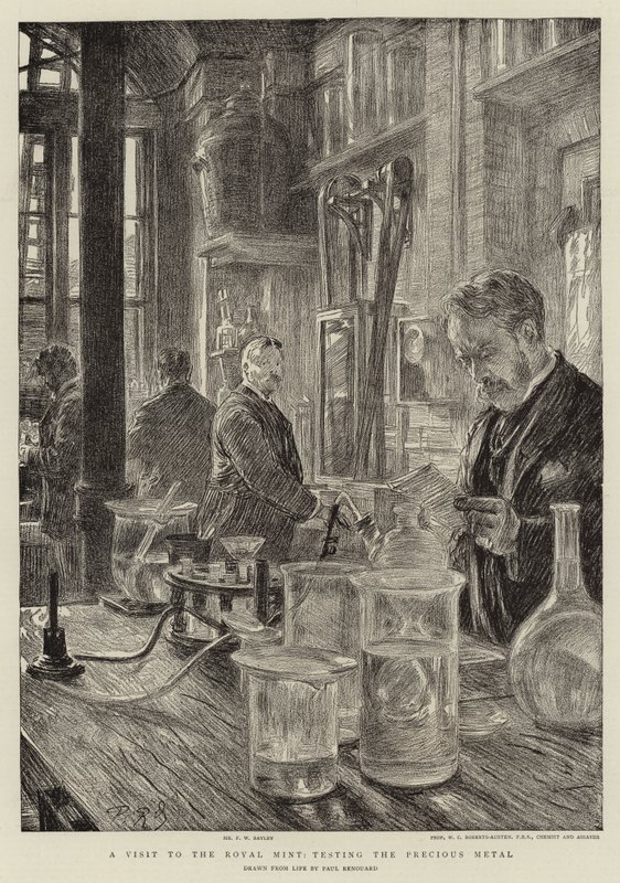 Et besøk til Royal Mint, testing av edelt metall av Charles Paul Renouard