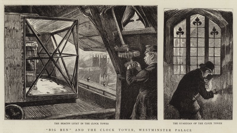 Big Ben og klokketårnet, Westminster Palace av Charles Paul Renouard