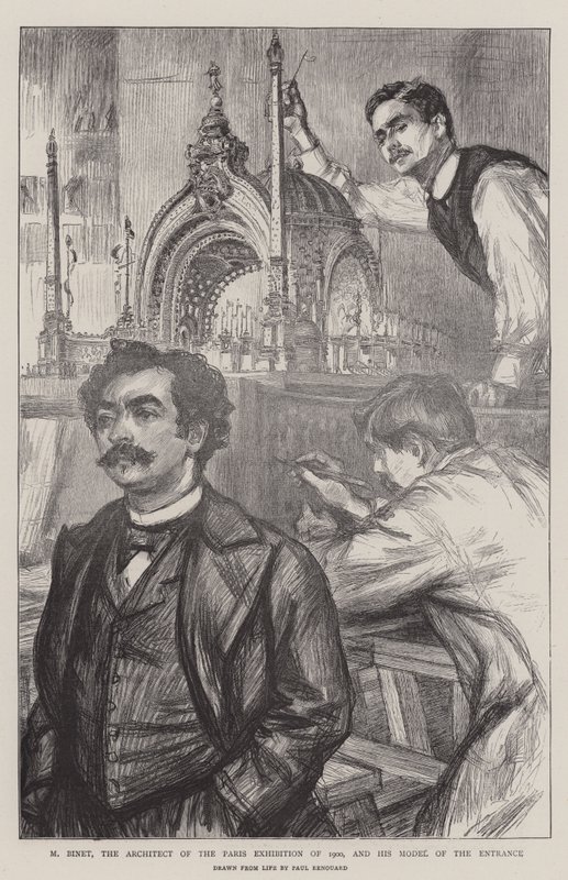 M Binet, arkitekten for Paris-utstillingen i 1900, og hans modell av inngangen av Charles Paul Renouard