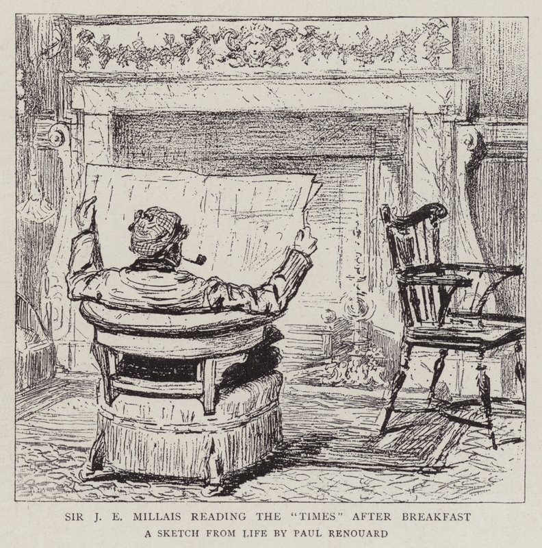 Sir J E Millais leser The Times etter frokost av Charles Paul Renouard