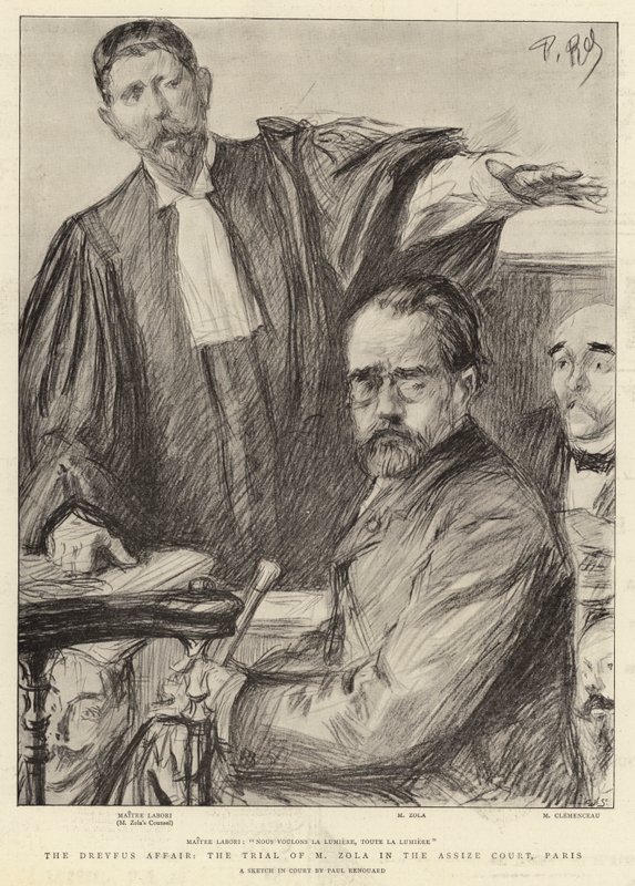 Dreyfus-saken, rettssaken mot M Zola i Assize-domstolen, Paris av Charles Paul Renouard