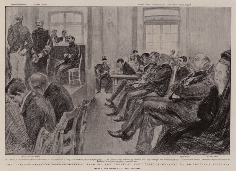 Dreyfus-rettssaken i Rennes, generelt syn på domstolen ved avslutningen av General de Boisdeffre-bevis av Charles Paul Renouard