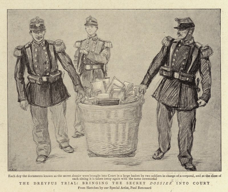 Dreyfus-rettssaken, bringer det hemmelige dokumentet for retten av Charles Paul Renouard